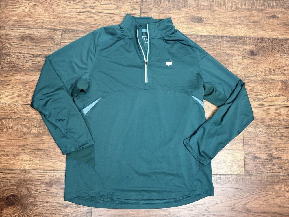 Masters Tech Sweater Mens L Performance 1/4 Zip Green Lightweight Golf Sport